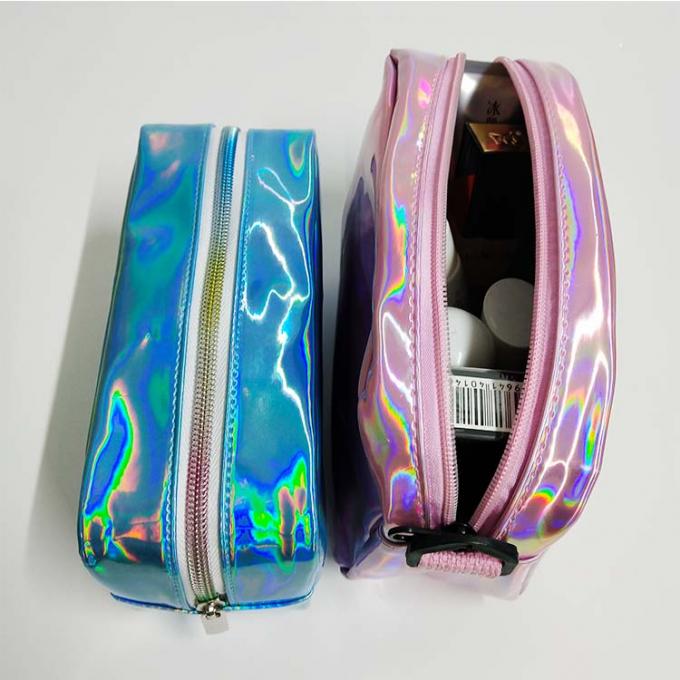 Voyage en cuir fait sur commande d'unité centrale d'usine lavant le sac olographe de maquillage d'hologramme de laser