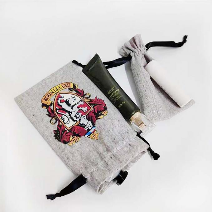 sacs de ficelle de toile de coton d'usine de toile de velours de jute coloré fait sur commande de satin avec de la ficelle simple de double de ficelle