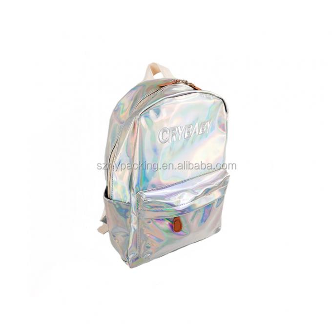 Sac à dos olographe de achat de sac d'hologramme de laser d'unité centrale de mode d'usine de cuir d'école faite sur commande de voyage