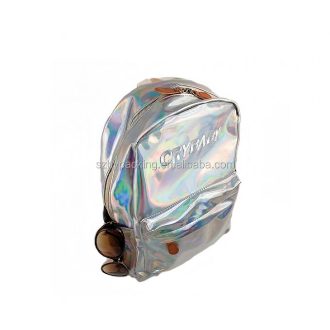 Sac à dos olographe de achat de sac d'hologramme de laser d'unité centrale de mode d'usine de cuir d'école faite sur commande de voyage