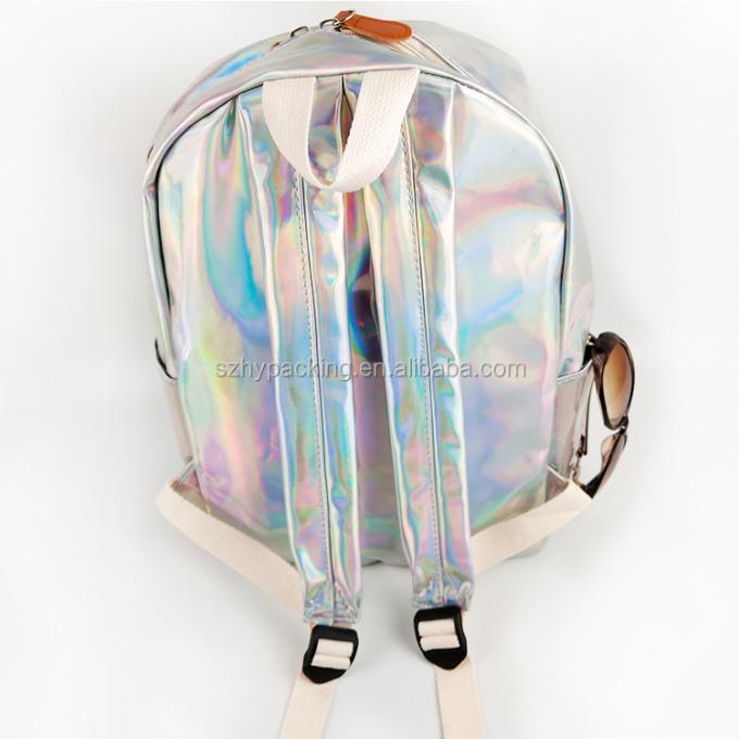 Sac à dos olographe de achat de sac d'hologramme de laser d'unité centrale de mode d'usine de cuir d'école faite sur commande de voyage