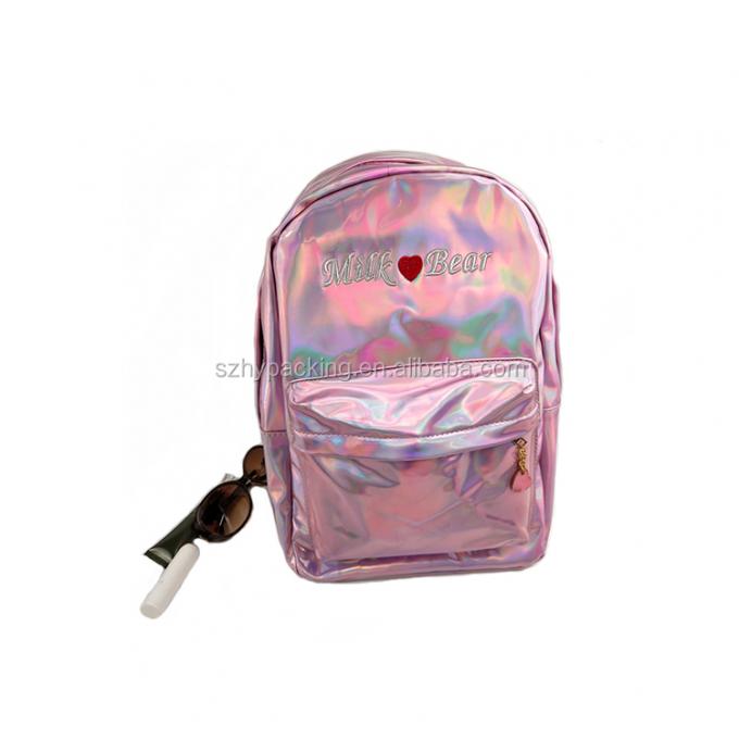 Sac à dos olographe de achat de sac d'hologramme de laser d'unité centrale de mode d'usine de cuir d'école faite sur commande de voyage