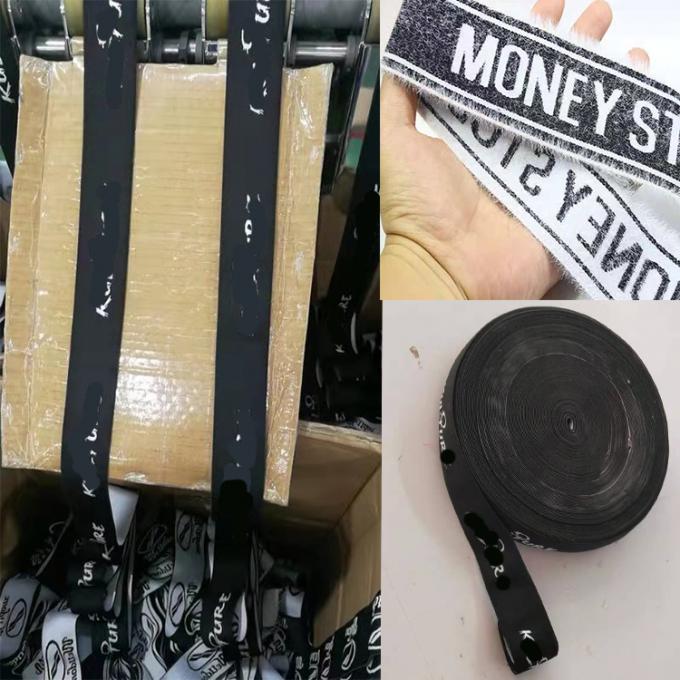 Bas MOQ a adapté le logo aux besoins du client blanc de jacquard pour une bande élastique de cheveux d'enveloppe élastique noire de tête