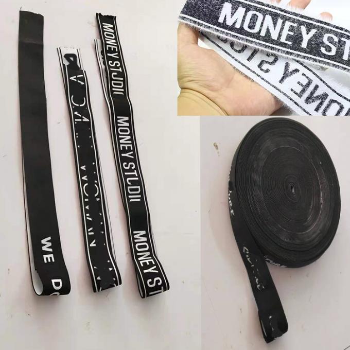 Bas MOQ a adapté le logo aux besoins du client blanc de jacquard pour une bande élastique de cheveux d'enveloppe élastique noire de tête